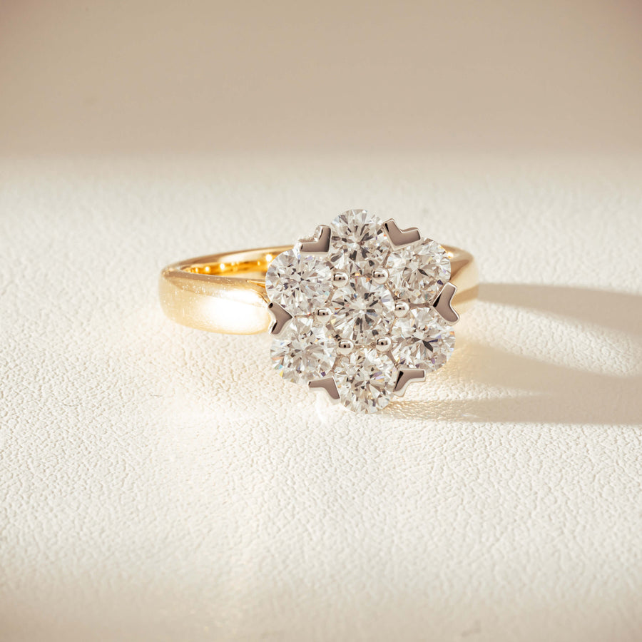 18ct Yellow Gold 1.87ct Diamond Lotus Ring-Ring-Walker & Hall