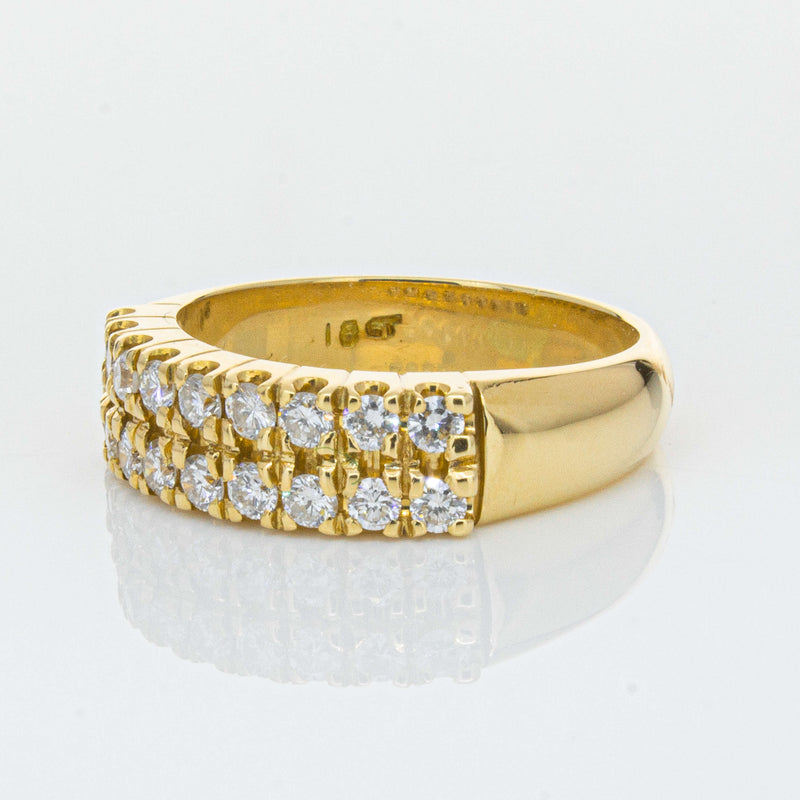 Deja Vu 18ct Yellow Gold .70ct Diamond Twin Row Ring-Ring-Walker & Hall