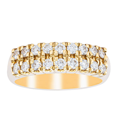 Deja Vu 18ct Yellow Gold .70ct Diamond Twin Row Ring-Ring-Walker & Hall