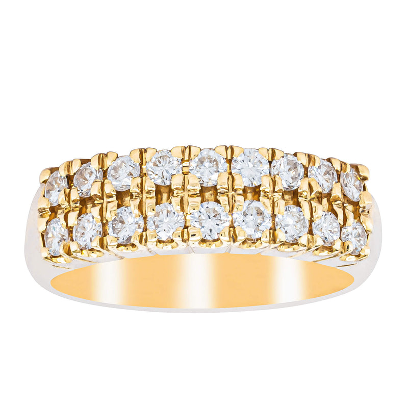 Deja Vu 18ct Yellow Gold .70ct Diamond Twin Row Ring-Ring-Walker & Hall