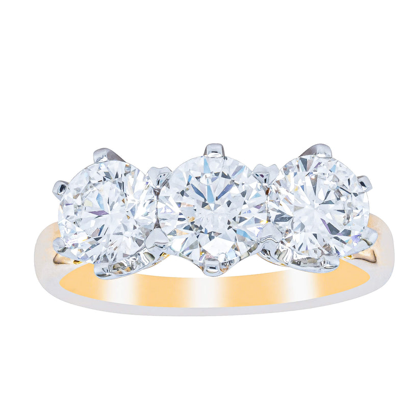 18ct Yellow Gold 2.16ct Diamond Trilogy Ring-Ring-Walker & Hall