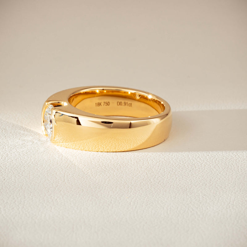 18ct Yellow Gold .91ct Diamond Semi-Rubover Set Ring-Ring-Walker & Hall