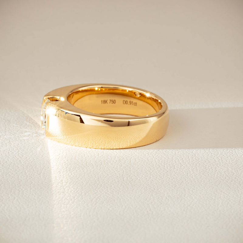 18ct Yellow Gold .91ct Diamond Semi-Rubover Set Ring-Ring-Walker & Hall