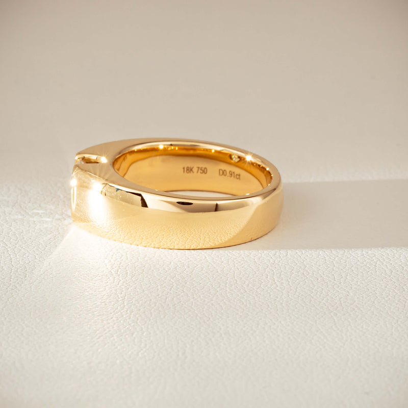 18ct Yellow Gold .91ct Diamond Semi-Rubover Set Ring-Ring-Walker & Hall