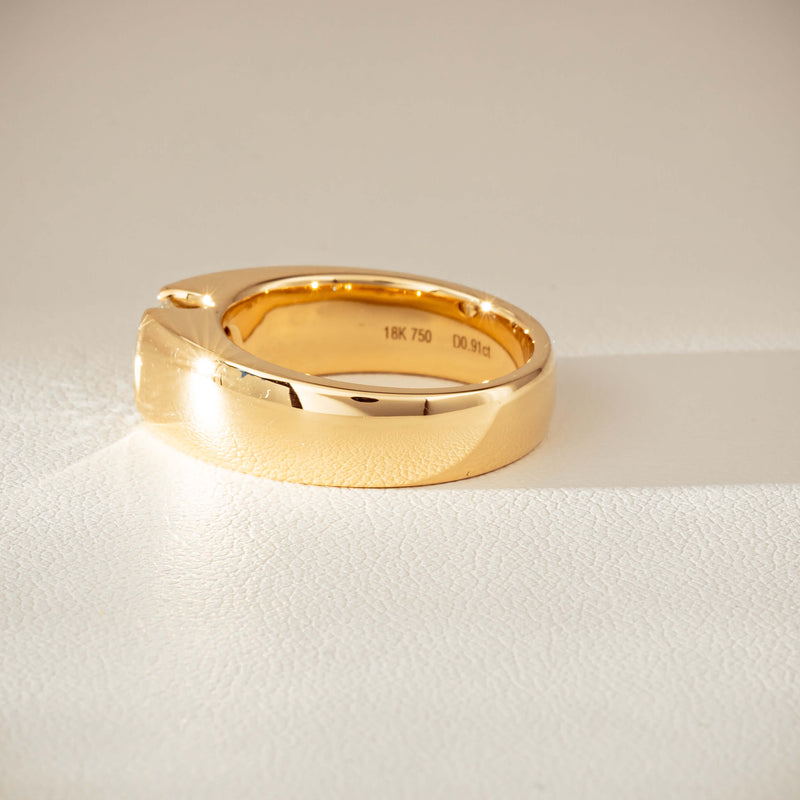 18ct Yellow Gold .91ct Diamond Semi-Rubover Set Ring-Ring-Walker & Hall
