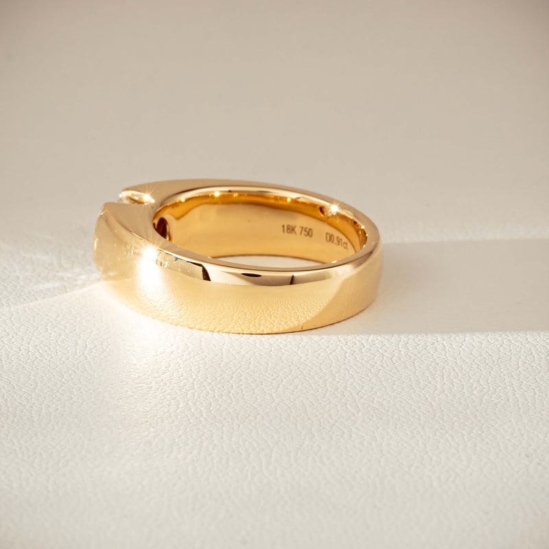 18ct Yellow Gold .91ct Diamond Semi-Rubover Set Ring-Ring-Walker & Hall