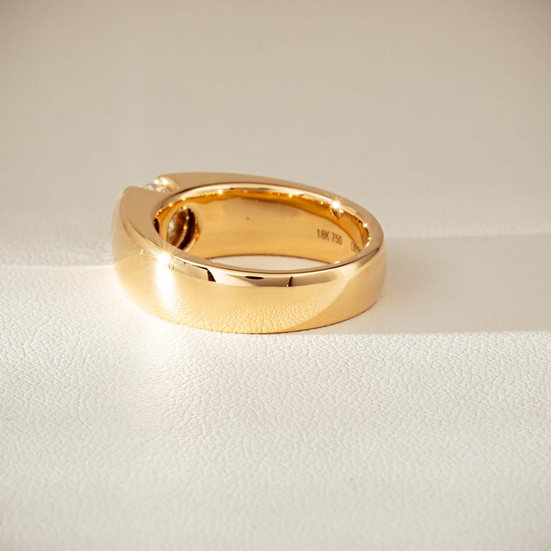 18ct Yellow Gold .91ct Diamond Semi-Rubover Set Ring-Ring-Walker & Hall
