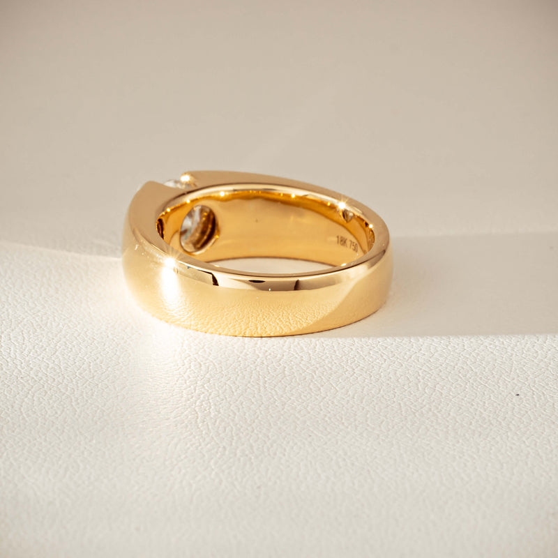 18ct Yellow Gold .91ct Diamond Semi-Rubover Set Ring-Ring-Walker & Hall