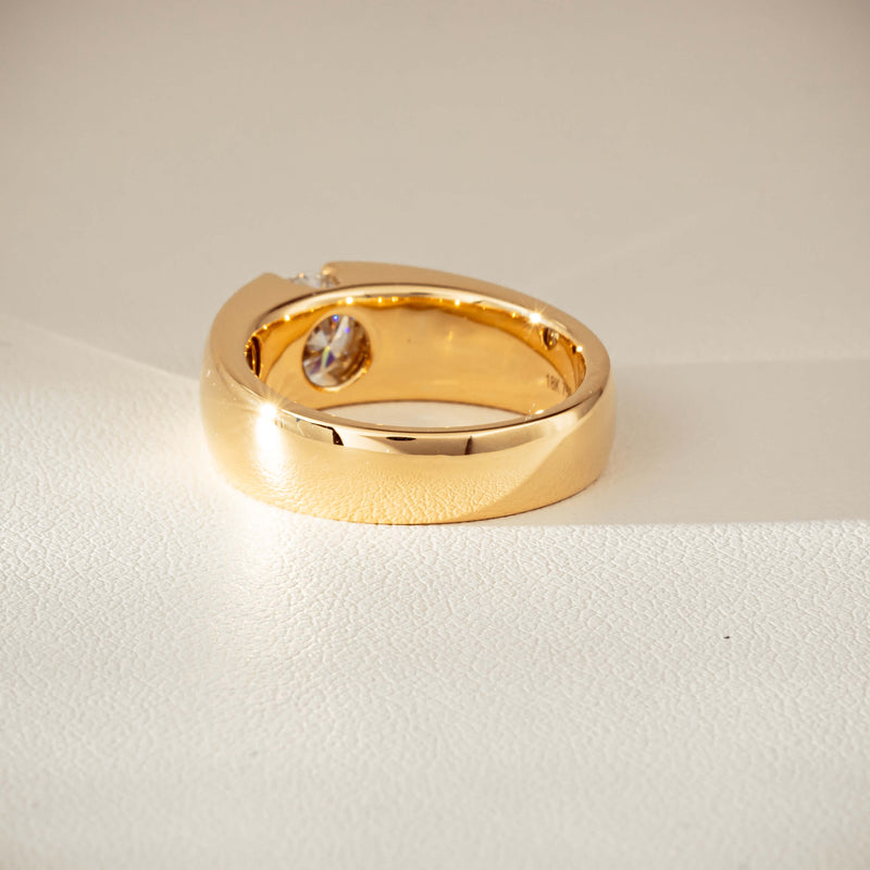 18ct Yellow Gold .91ct Diamond Semi-Rubover Set Ring-Ring-Walker & Hall