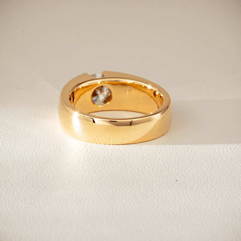 18ct Yellow Gold .91ct Diamond Semi-Rubover Set Ring-Ring-Walker & Hall