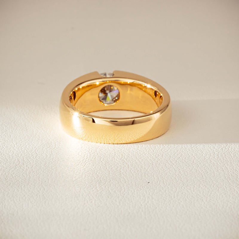 18ct Yellow Gold .91ct Diamond Semi-Rubover Set Ring-Ring-Walker & Hall