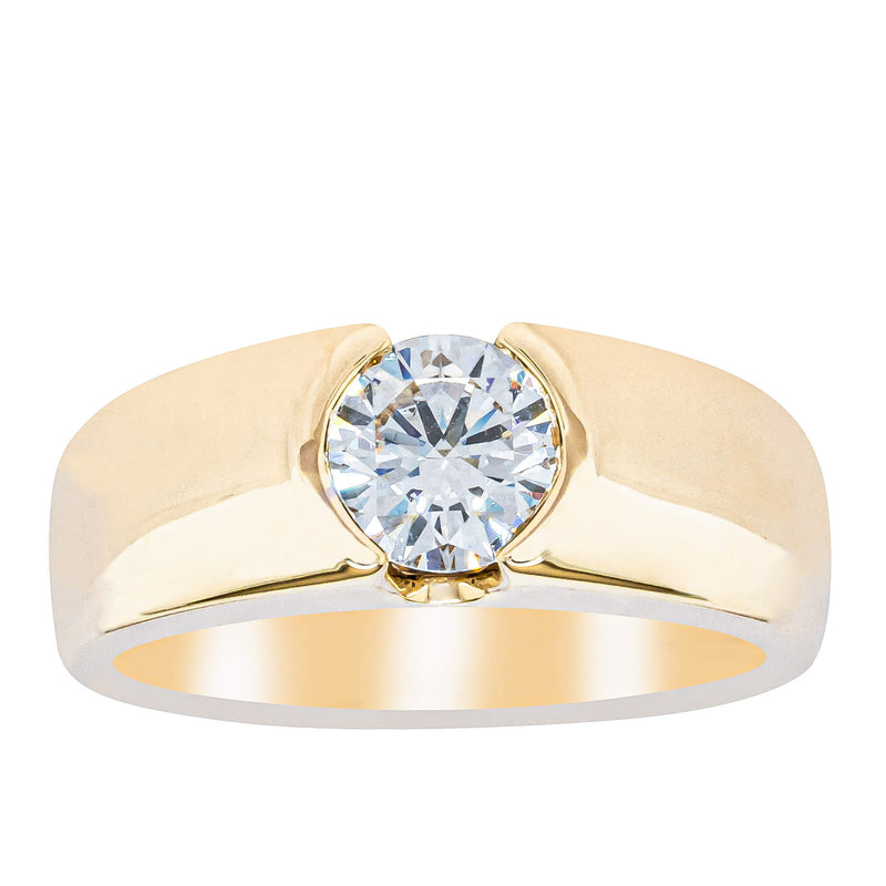 18ct Yellow Gold .91ct Diamond Semi-Rubover Set Ring-Ring-Walker & Hall