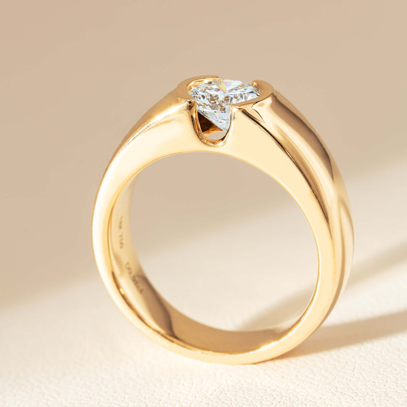 18ct Yellow Gold .91ct Diamond Semi-Rubover Set Ring-Ring-Walker & Hall