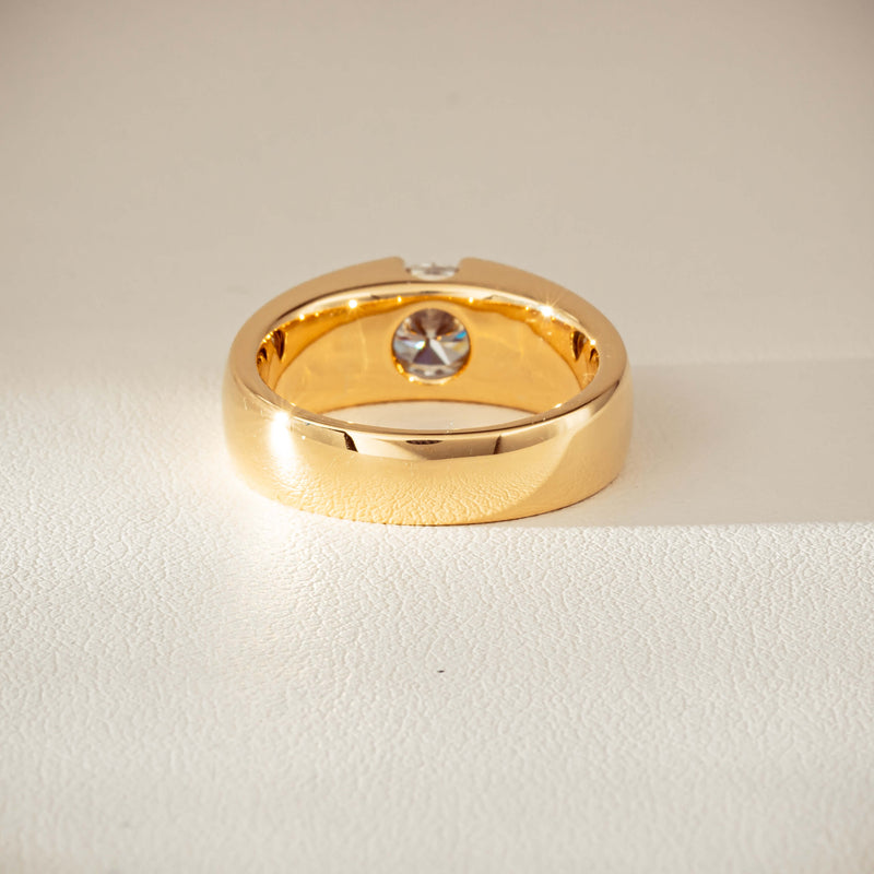18ct Yellow Gold .91ct Diamond Semi-Rubover Set Ring-Ring-Walker & Hall