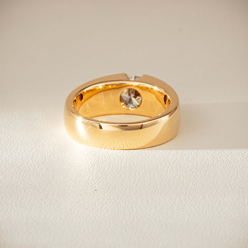18ct Yellow Gold .91ct Diamond Semi-Rubover Set Ring-Ring-Walker & Hall