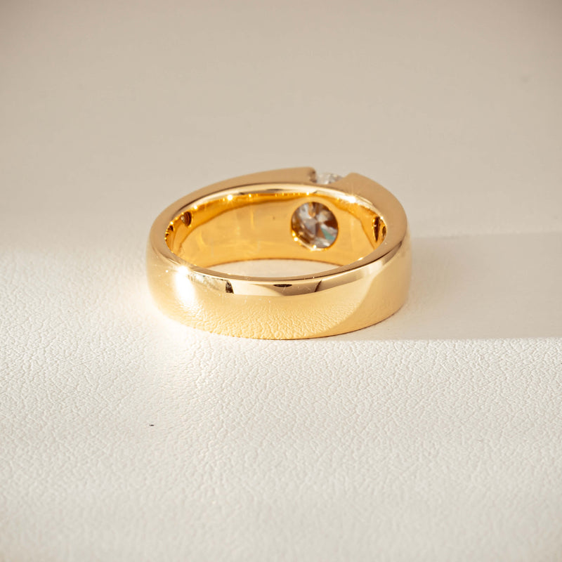 18ct Yellow Gold .91ct Diamond Semi-Rubover Set Ring-Ring-Walker & Hall