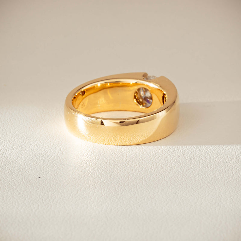 18ct Yellow Gold .91ct Diamond Semi-Rubover Set Ring-Ring-Walker & Hall