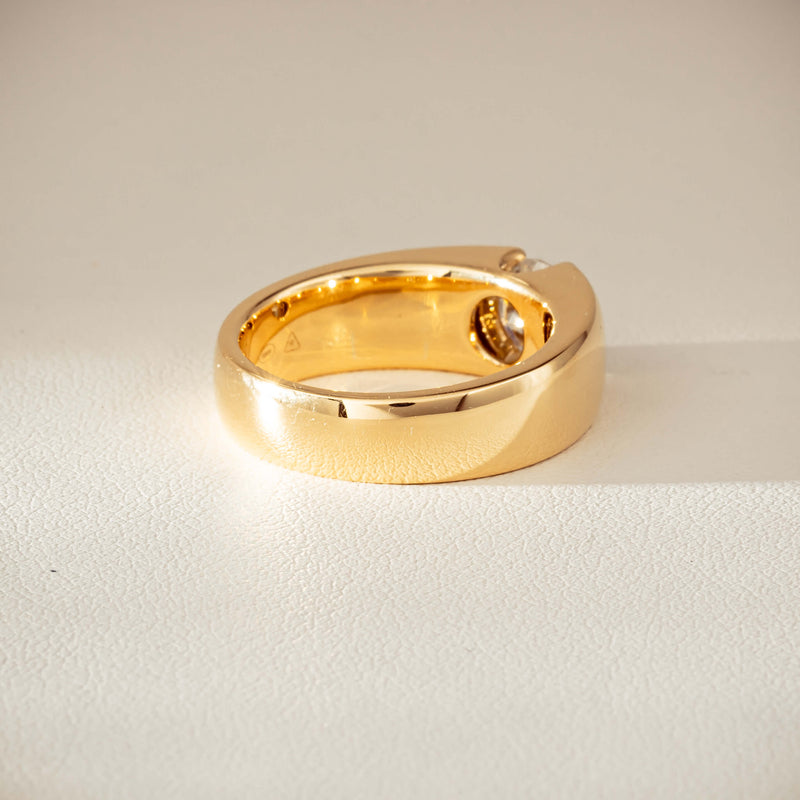 18ct Yellow Gold .91ct Diamond Semi-Rubover Set Ring-Ring-Walker & Hall