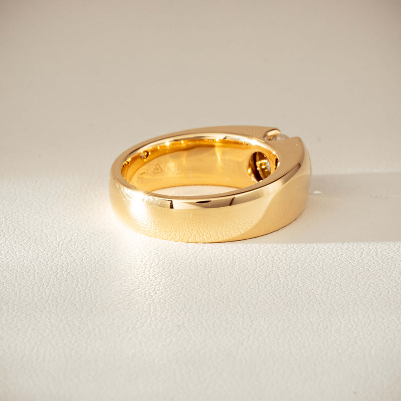 18ct Yellow Gold .91ct Diamond Semi-Rubover Set Ring-Ring-Walker & Hall