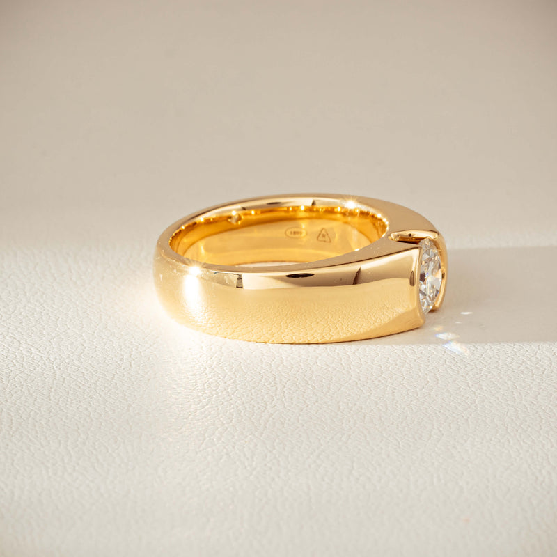 18ct Yellow Gold .91ct Diamond Semi-Rubover Set Ring-Ring-Walker & Hall