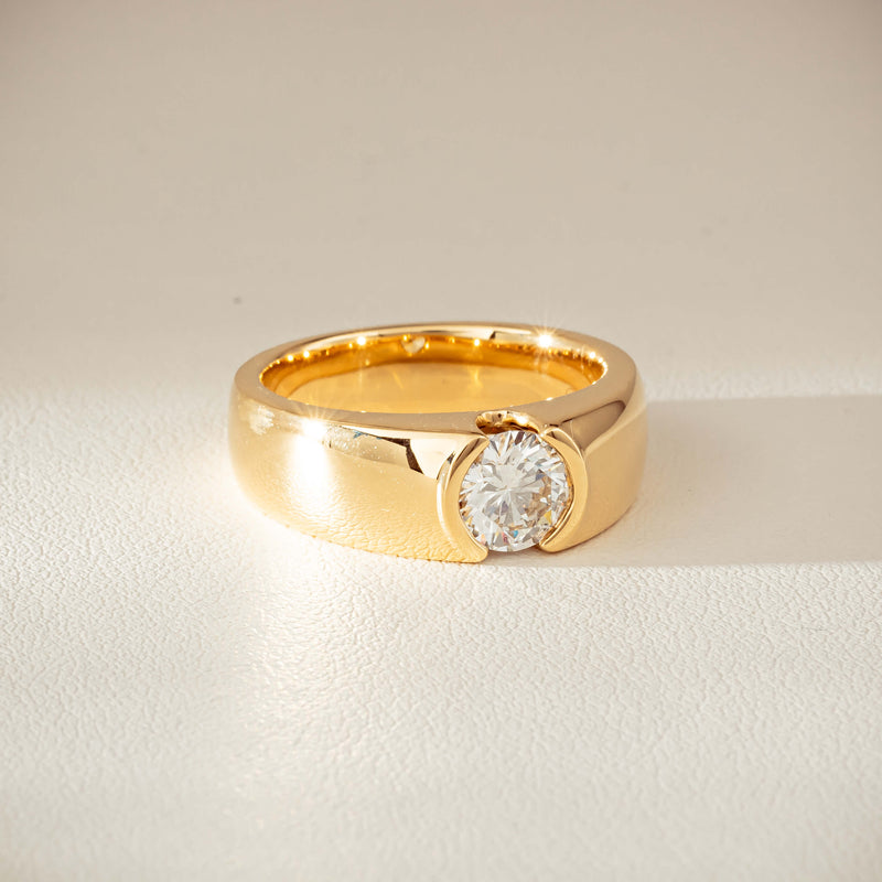 18ct Yellow Gold .91ct Diamond Semi-Rubover Set Ring-Ring-Walker & Hall