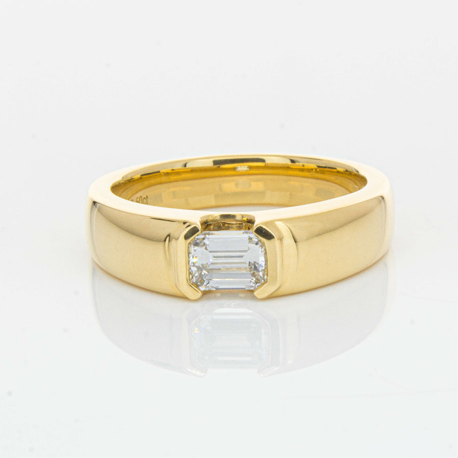 18ct Yellow Gold .50ct Emerald Cut Reclaimed Diamond Ring - Ring - Walker & Hall
