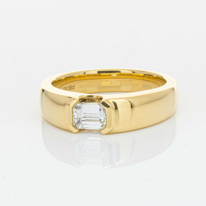 18ct Yellow Gold .50ct Emerald Cut Reclaimed Diamond Ring - Ring - Walker & Hall