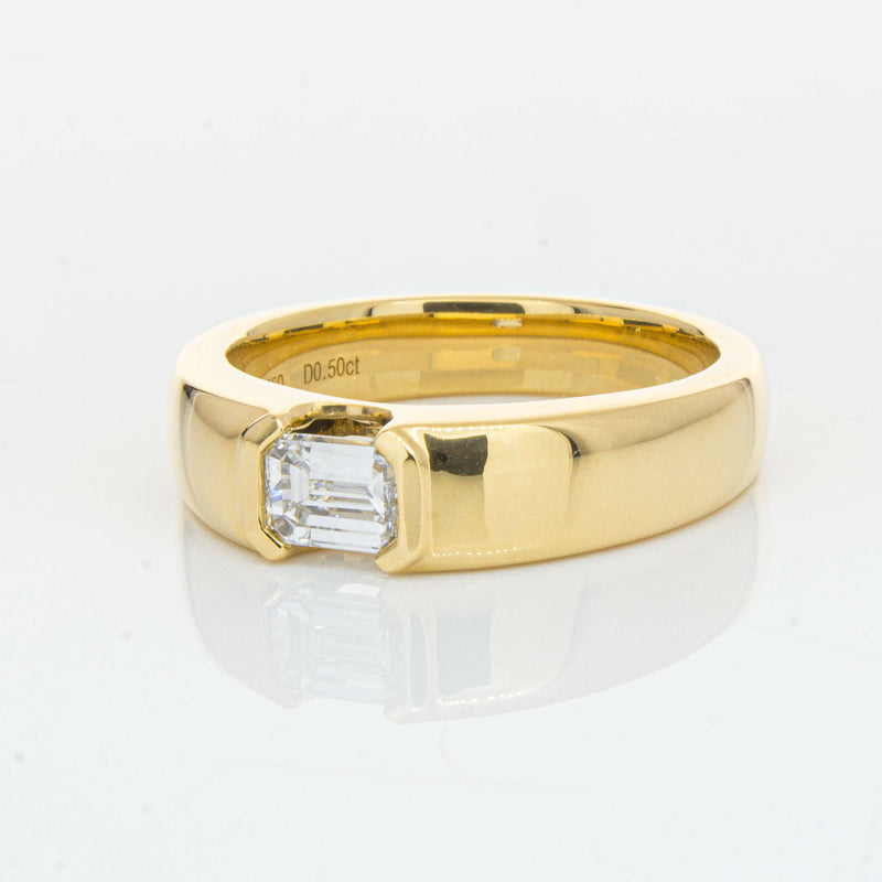 18ct Yellow Gold .50ct Emerald Cut Reclaimed Diamond Ring - Ring - Walker & Hall