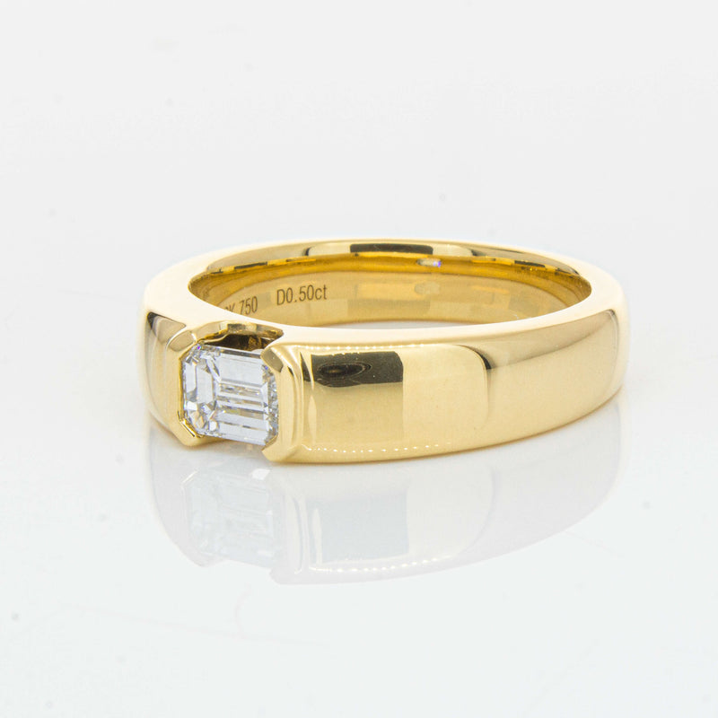 18ct Yellow Gold .50ct Emerald Cut Reclaimed Diamond Ring - Ring - Walker & Hall