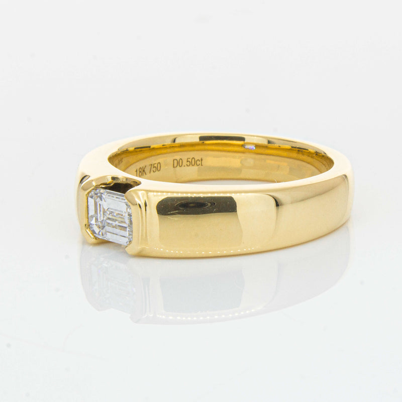 18ct Yellow Gold .50ct Emerald Cut Reclaimed Diamond Ring - Ring - Walker & Hall