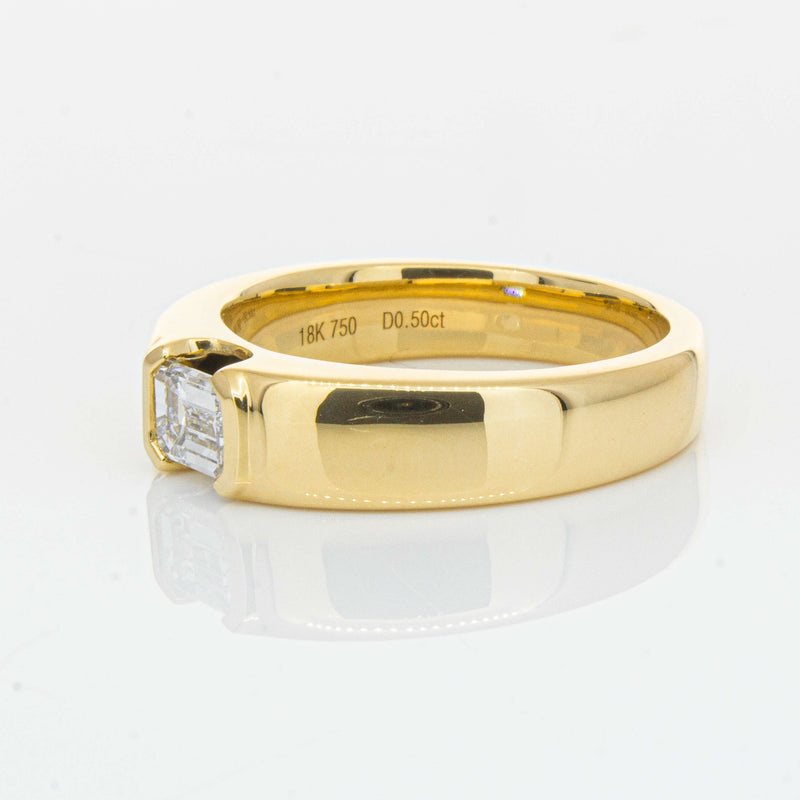 18ct Yellow Gold .50ct Emerald Cut Reclaimed Diamond Ring - Ring - Walker & Hall