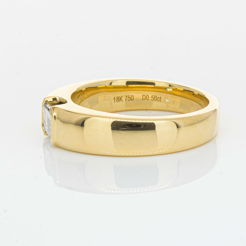 18ct Yellow Gold .50ct Emerald Cut Reclaimed Diamond Ring - Ring - Walker & Hall