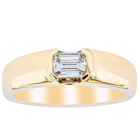 18ct Yellow Gold .50ct Emerald Cut Reclaimed Diamond Ring-Ring-Walker & Hall