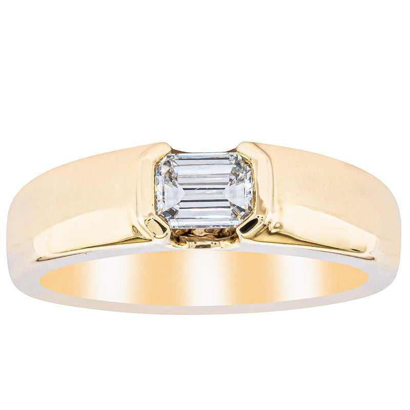 18ct Yellow Gold .50ct Emerald Cut Reclaimed Diamond Ring-Ring-Walker & Hall