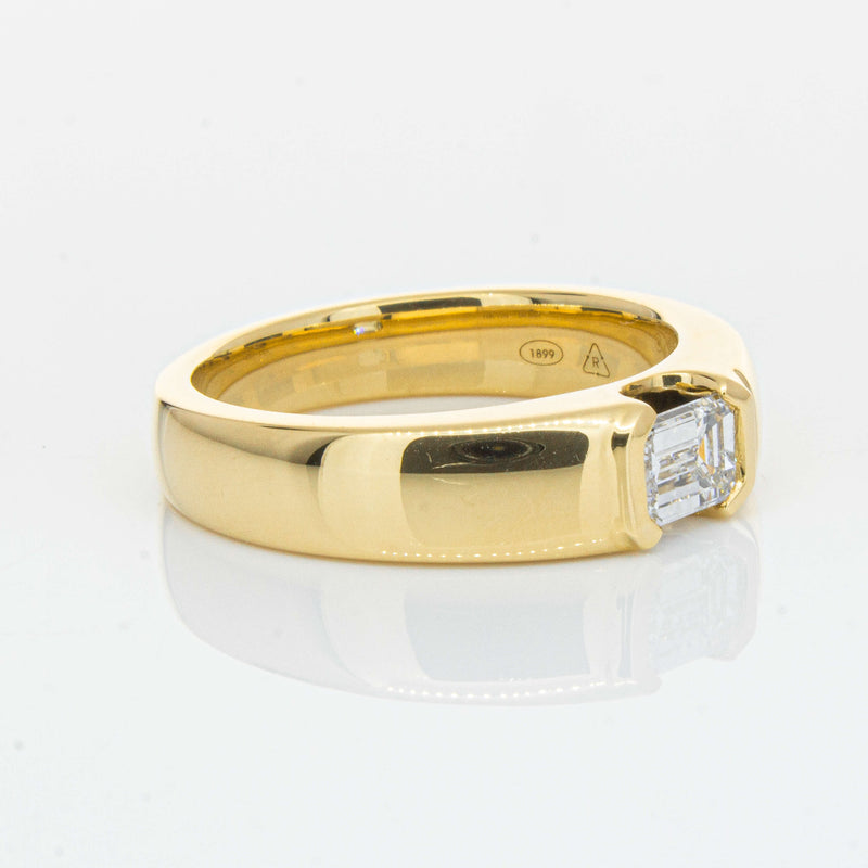 18ct Yellow Gold .50ct Emerald Cut Reclaimed Diamond Ring - Ring - Walker & Hall