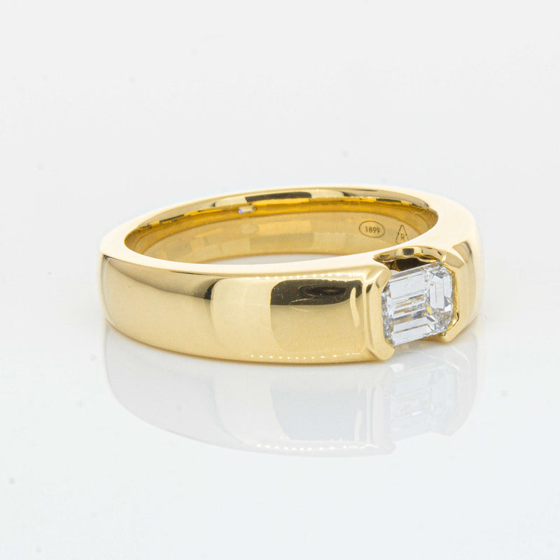18ct Yellow Gold .50ct Emerald Cut Reclaimed Diamond Ring - Ring - Walker & Hall