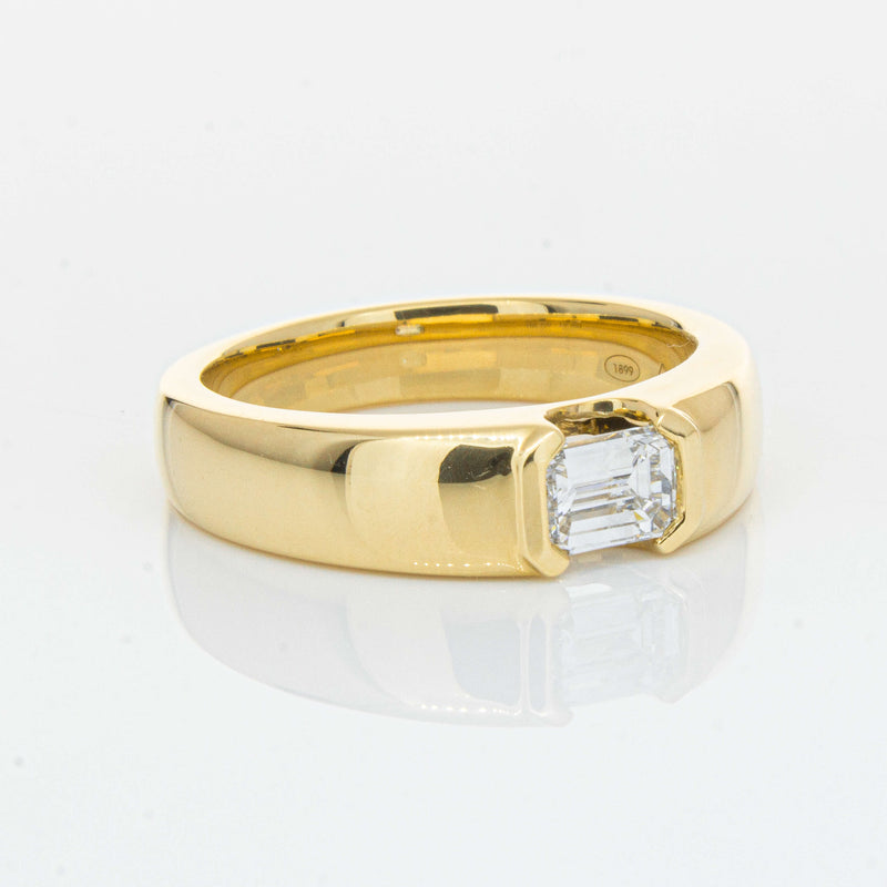 18ct Yellow Gold .50ct Emerald Cut Reclaimed Diamond Ring - Ring - Walker & Hall