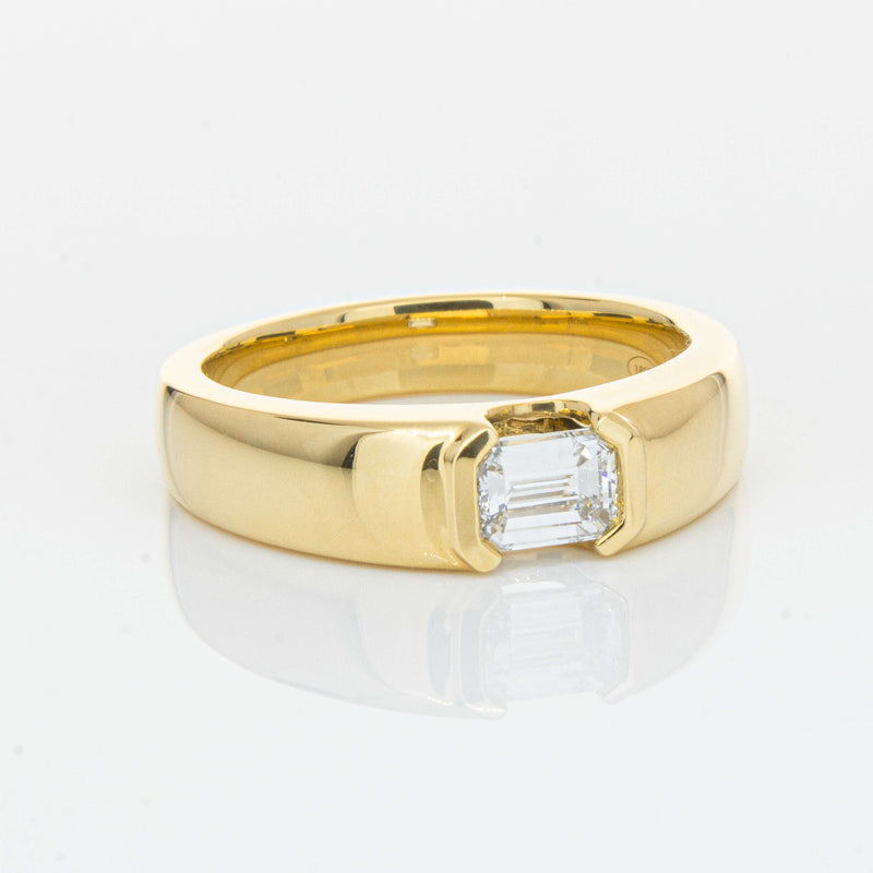 18ct Yellow Gold .50ct Emerald Cut Reclaimed Diamond Ring - Ring - Walker & Hall