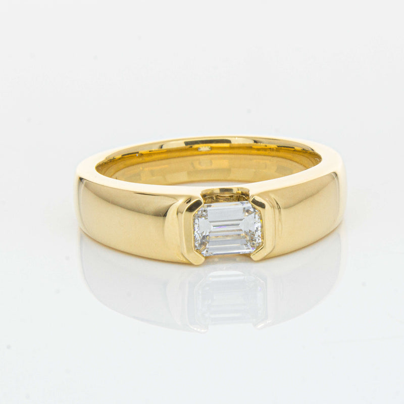18ct Yellow Gold .50ct Emerald Cut Reclaimed Diamond Ring - Ring - Walker & Hall