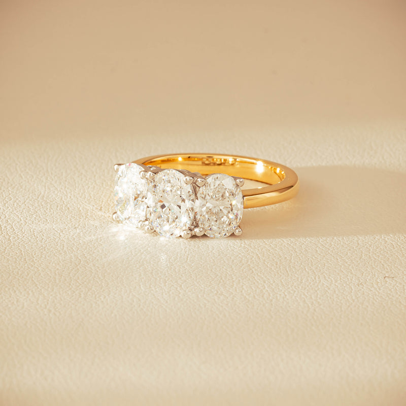 18ct Yellow & White Gold 3.20ct Oval-Diamond Odyssey Ring - Ring - Walker & Hall