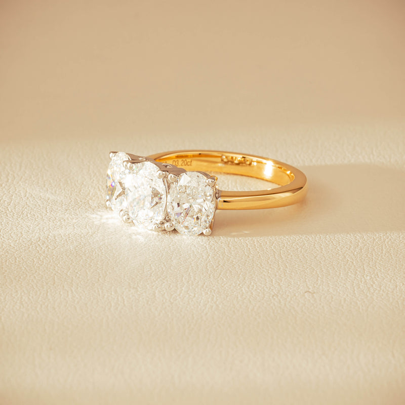 18ct Yellow & White Gold 3.20ct Oval-Diamond Odyssey Ring - Ring - Walker & Hall