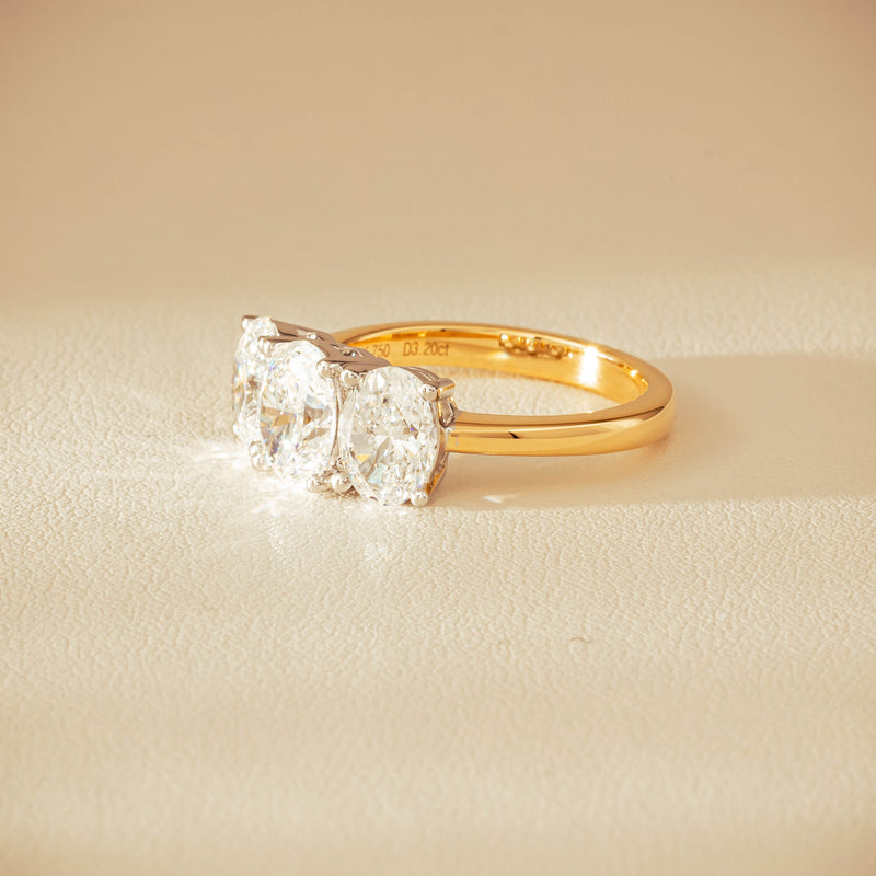 18ct Yellow & White Gold 3.20ct Oval-Diamond Odyssey Ring - Ring - Walker & Hall