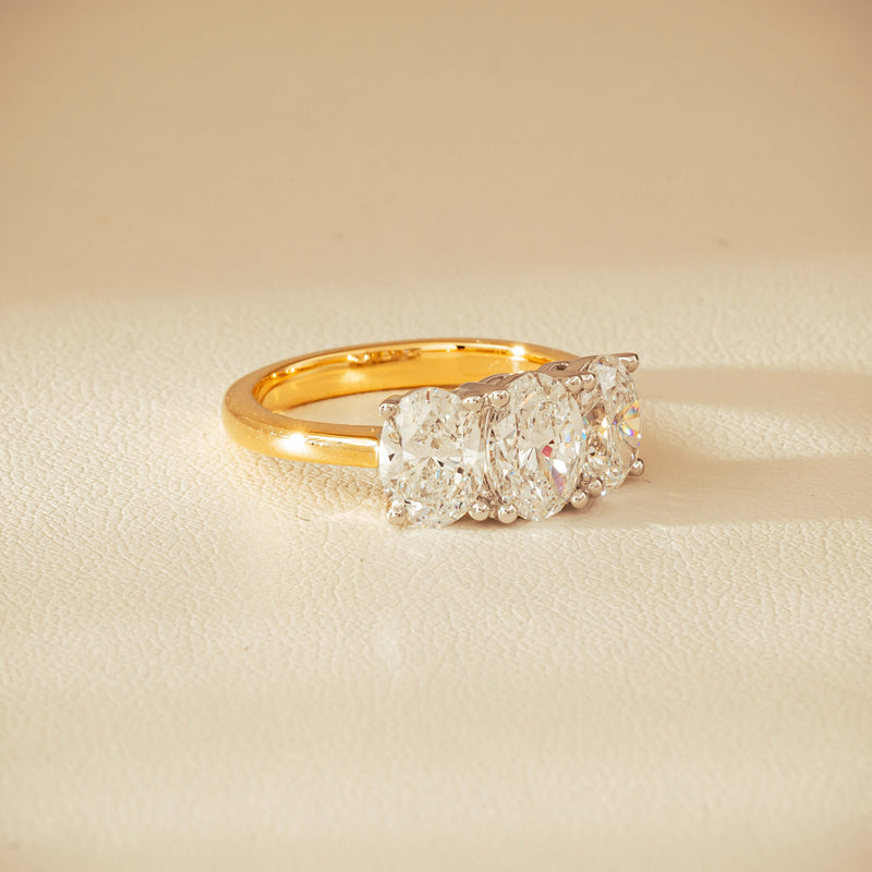 18ct Yellow & White Gold 3.20ct Oval-Diamond Odyssey Ring - Ring - Walker & Hall