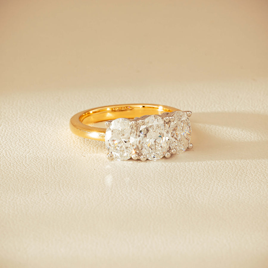 18ct Yellow & White Gold 3.20ct Oval-Diamond Odyssey Ring - Ring - Walker & Hall