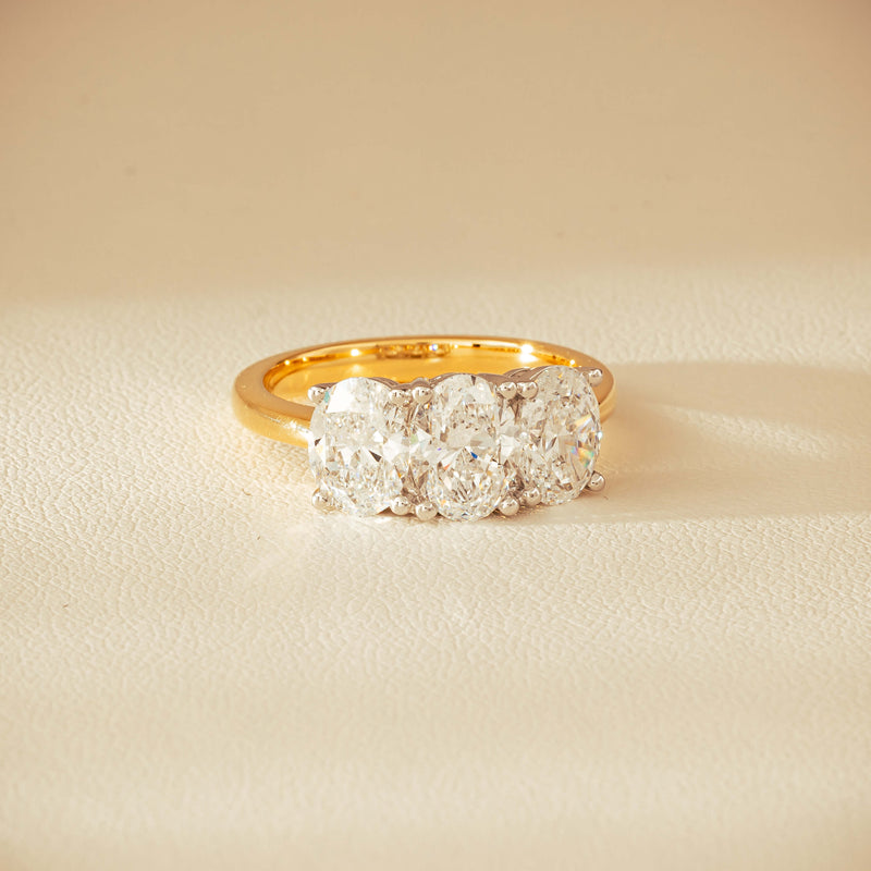 18ct Yellow & White Gold 3.20ct Oval-Diamond Odyssey Ring - Ring - Walker & Hall