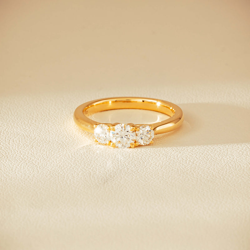 18ct Yellow Gold .80ct Reclaimed Diamond Three-Stone Ring - Ring - Walker & Hall