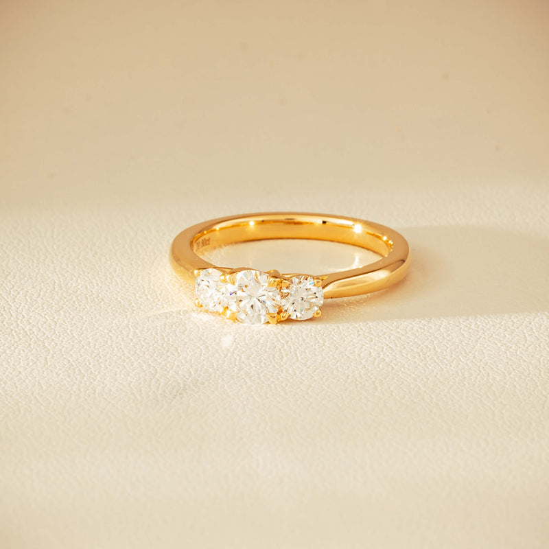 18ct Yellow Gold .80ct Reclaimed Diamond Three-Stone Ring - Ring - Walker & Hall