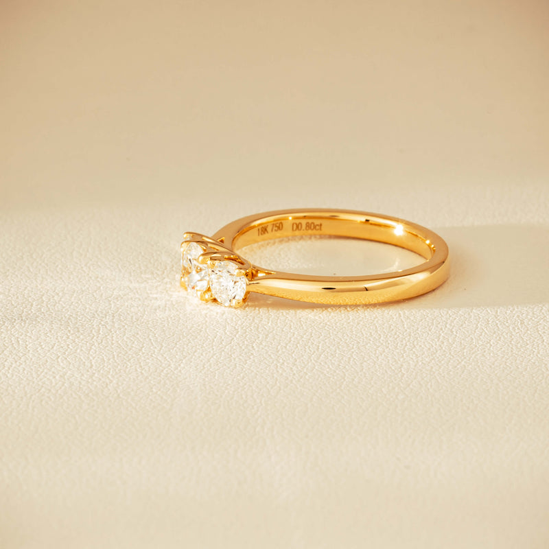 18ct Yellow Gold .80ct Reclaimed Diamond Three-Stone Ring - Ring - Walker & Hall