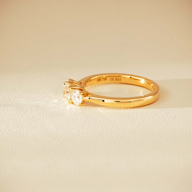 18ct Yellow Gold .80ct Reclaimed Diamond Three-Stone Ring - Ring - Walker & Hall