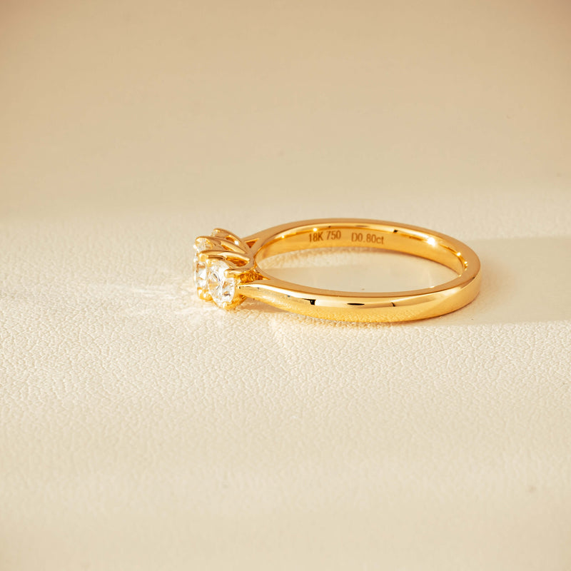 18ct Yellow Gold .80ct Reclaimed Diamond Three-Stone Ring - Ring - Walker & Hall